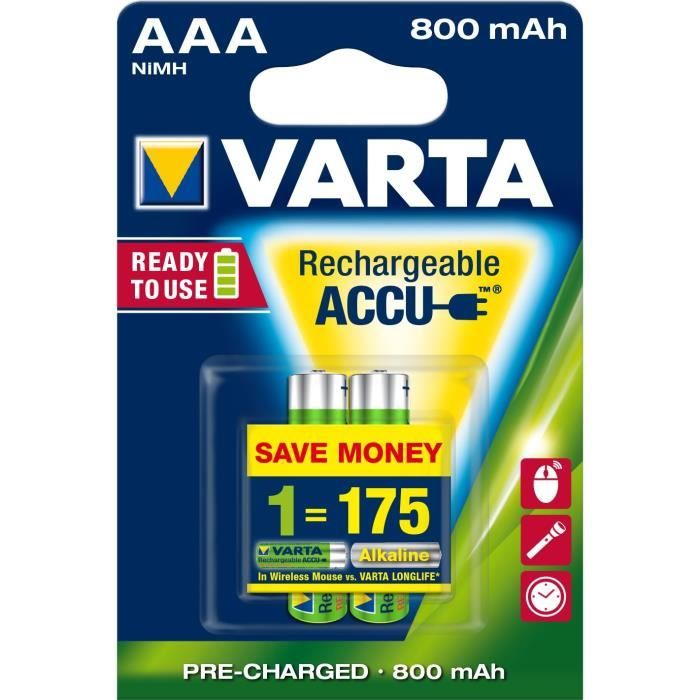 2 PILES RECHARGEABLES AAA (Micro)-HR03 (56703) - 800 mAh VARTA - Cdiscount  Jeux - Jouets