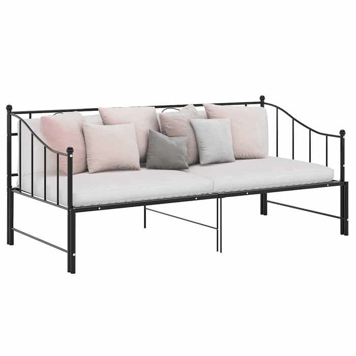 vidaXL Cadre de canapé-lit extensible sans matelas Noir Métal 90x200cm 324776