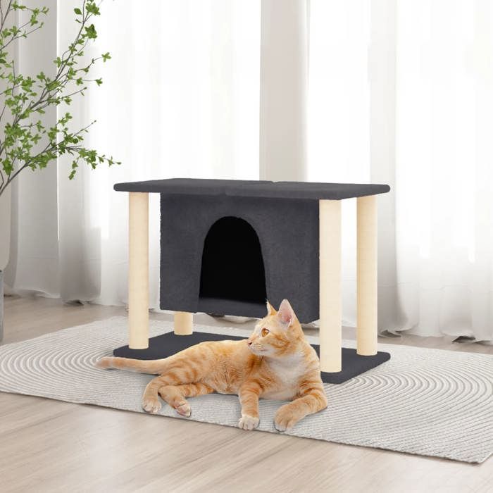 vidaXL Arbre à chat avec griffoirs en sisal Gris foncé 50 cm 171659