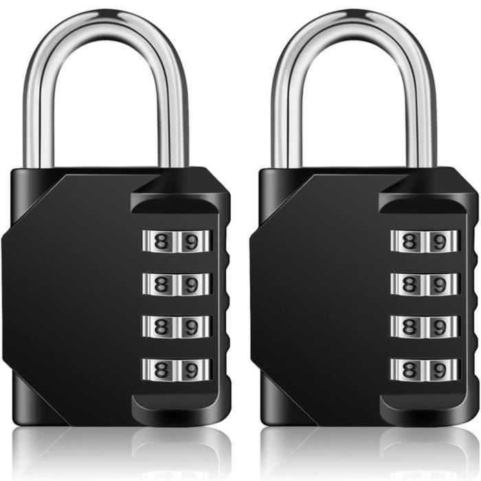 Cadenas, Cadenas Code, Cadenas code casier,4 chiffre Cadena à combinaison (2 pièces, noir