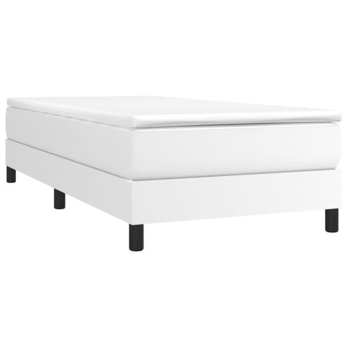 Cadre de lit à sommier tapissier - ZERODIS - Blanc - 90x190 cm - A ressorts