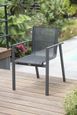 Fauteuil de jardin empilable MIAMI en textilène noir et aluminium - GRIS ANTHRACITE-1