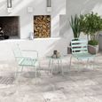 Salon de jardin bistro - table basse ronde Ø 60 cm 2 chaises empilables - acier thermolaqué vert de gris-1