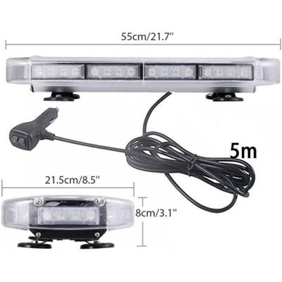 Barre Lumineuse Stroboscopique 36 LED Magnétique - 12V/24V - 7 Modes - IP66 - Pour Voiture, Camion, Urgence