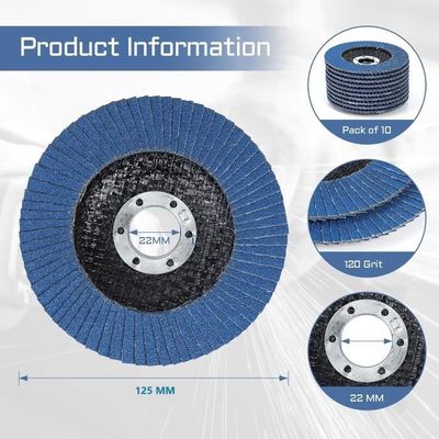 Disque Abrasif 10 Disques Abrasifs à Lamelles 125mm - Grain 60 Pour Métal/bois Disque Meuleuse 125 Mm