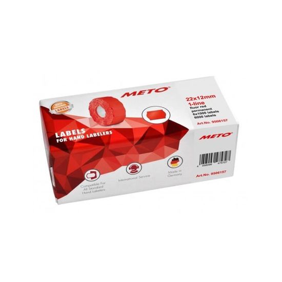 9000 Étiquettes Prix Rouge Vif 26x12 Mm – 6 Rouleaux Permanents Pour Étiqueteuse 1 Ligne, Bord Ondulé, Epo52 E1