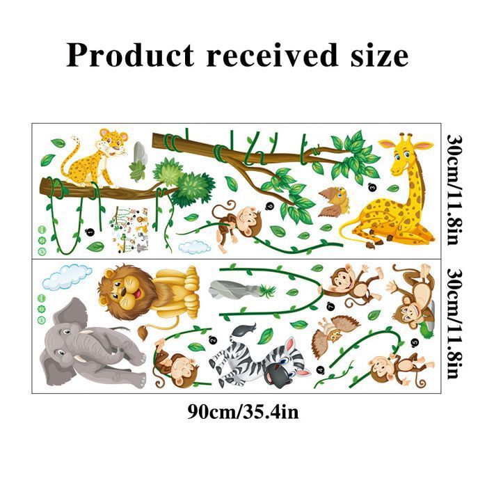 Decoration Murale Stickers Muraux Jungle Decalmile XL - Animaux Safari, Éléphant Girafe, Déco Chambre Enfant Stickers Bébé Pépinière