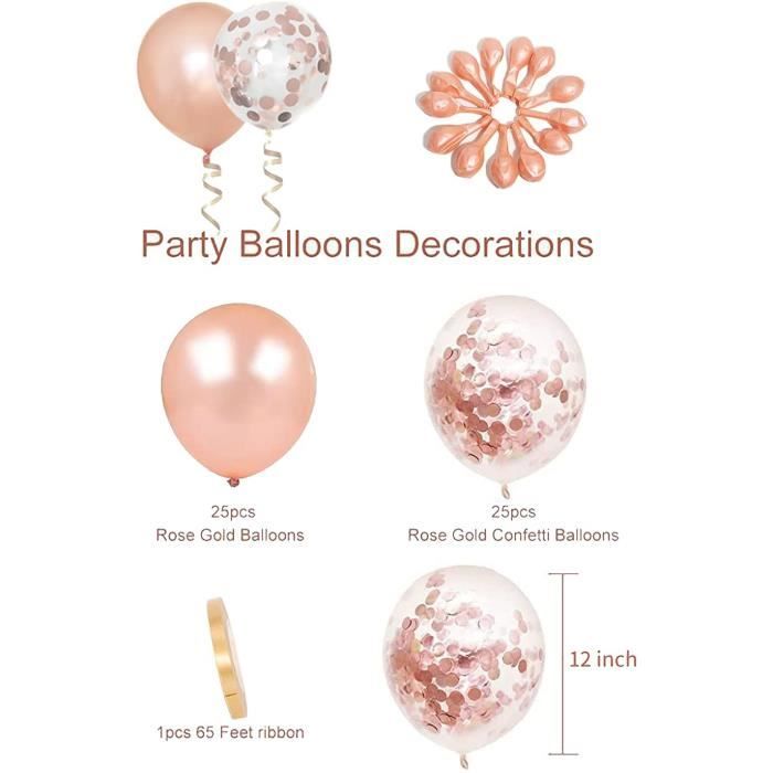 25pcs, Ballons Mélangés En Or Rose, Décorations De Fête