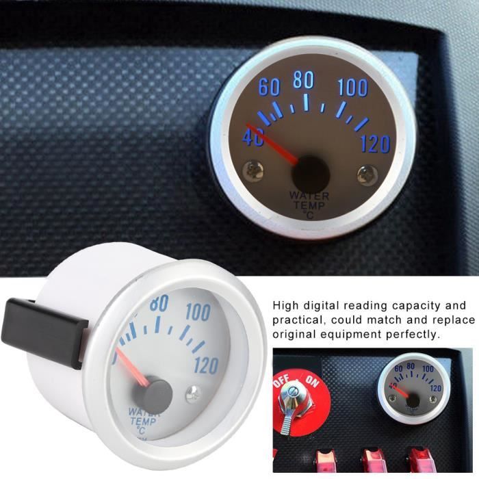 Manometre temperature eau voiture jauge,LED bleu numérique de température d' eau Jauge avec capteur de température 52 mm 2 pouces : : Auto et  Moto