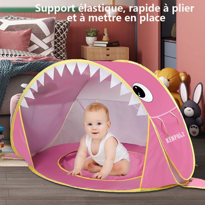 Tente De Plage Bébé Pop-Up Portable Rose - Abri Solaire UV50+ Avec Sac De Transport