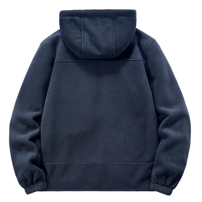 Veste Polaire Homme Epaisse Chaude Hiver a Capuche Kaki Alpinisme Respirant