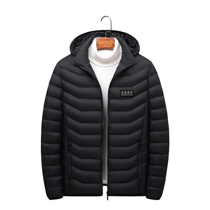 Veste Chauffante USB Homme Femme - 4 Zones Chauffantes, Capuche | Vêtement Chauffant Extérieur Sport