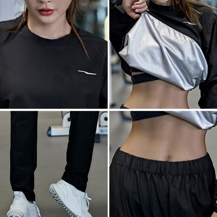 Combinaison de Sudation Femme SURENHAP Fitness Sauna Suit Noir Perte de Poids Gym Workout Noir Cdiscount Sport