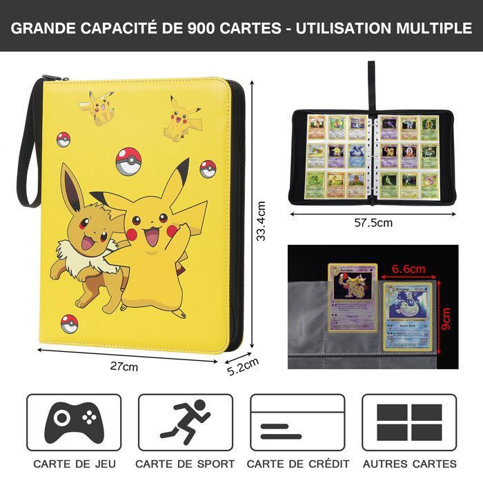 Album Cartes 900 Places - Classeur PU Cuir 50 Pages Fermeture Éclair Pour Collection