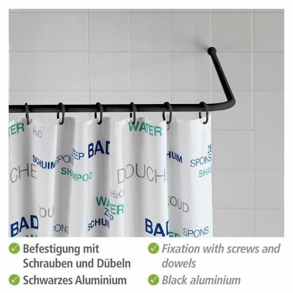 Tringle Douche SISELBA - Réglable 71-122cm Sans Perçage - Blanc, Acier Inoxydable, Extrémités Caoutchouc