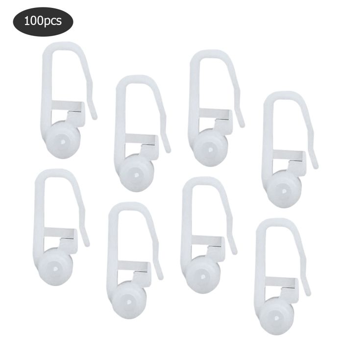 FAPBADRI Lot De 100 Crochets Pour Rail De Rideau/rideau, Matériau : Plastique, 100 Pièces