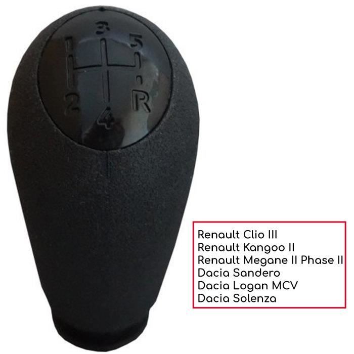 Pommeau De Levier De Vitesses Cuir Pour Renault/Dacia | 5 Vitesses Noir - Facile à Installer