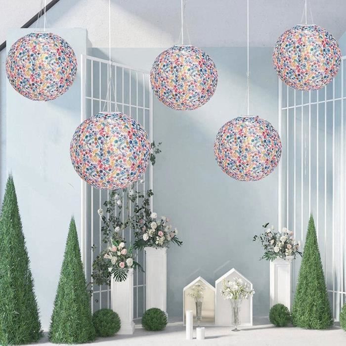 Lot De 2 Lampions Solaires D'extérieur - 25 Cm, étanches IP65, Pour Jardin, Terrasse, Mariage