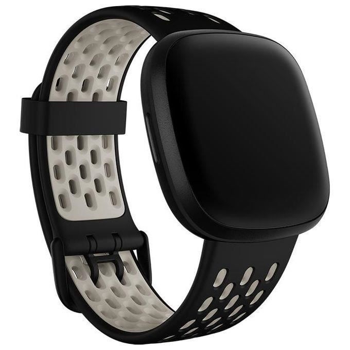 Fitbit Versa 3-Sense Watch Strap Unisex-Adult, Noir-Blanc Lunaire