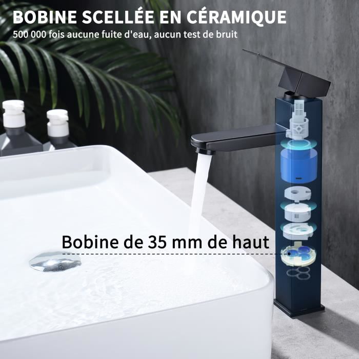 💎💗Robinet mitigeur lavabo évier cascade de salle de 💎💗bains robinet en  verre poli avec robinet d'arrivée d'eau - Cdiscount Bricolage