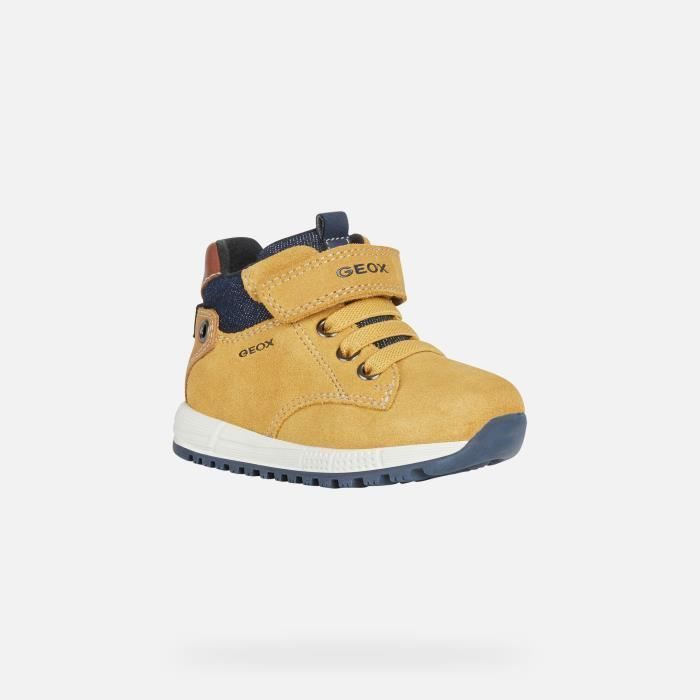Bottes B ALBEN pour bebe garcon Geox Cuir Lacets Jaune et bleu marine Jaune et bleu marine Cdiscount Chaussures