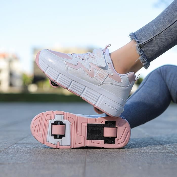 Chaussures à roulettes LED pour enfants - Rose - Skateshoes Basket Sneakers  Double Roues - Achat / Vente Chaussures à roulettes LED pour enfants - Rose  - Skateshoes Basket Sneakers Double Roues - Cdiscount