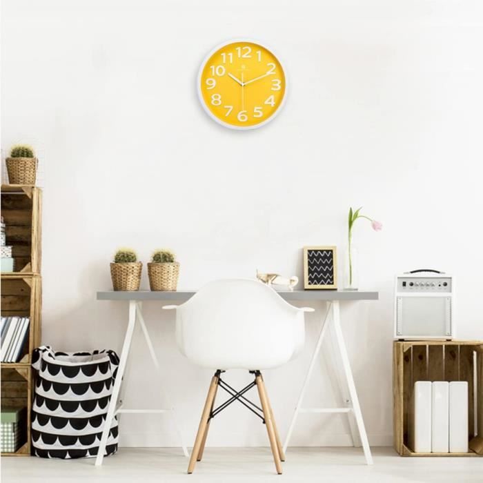 Horloge Murale Colorée Pour Enfant - 25,4 Cm - Silencieuse - Sans Tic-tac - Fonctionnement à Piles - Pour Chambre D'enfant, Chambre D'enfant, Chambre