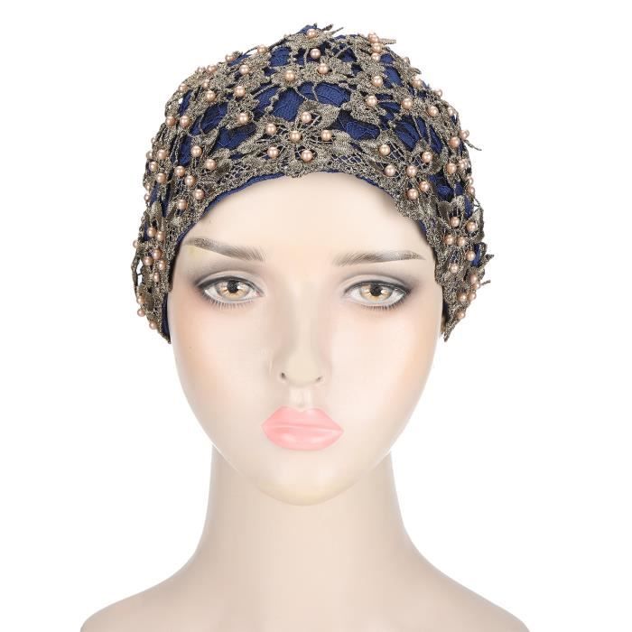 Bonnet élastique Uni Pour Femme - Grand Bonnet Perlé Confortable Et Tendance