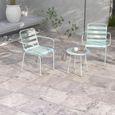 Salon de jardin bistro - table basse ronde Ø 60 cm 2 chaises empilables - acier thermolaqué vert de gris-3