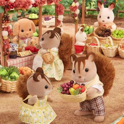 4172 - La Famille Ecureuil Roux Sylvanian Families Beige pas cher