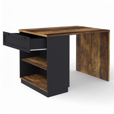 Îlot De Cuisine Mobile Avec Table Pliante - Rangement, Prises électriques, Roulettes, Dimensions 120x65x92 Cm