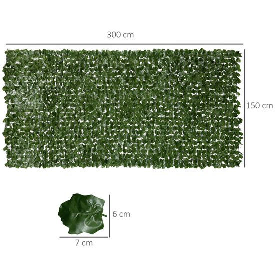 Outsunny Haie Artificielle Brise-Vue 2 Panneaux 295 X 70 Cm - Feuillage Réaliste Vert Extensible