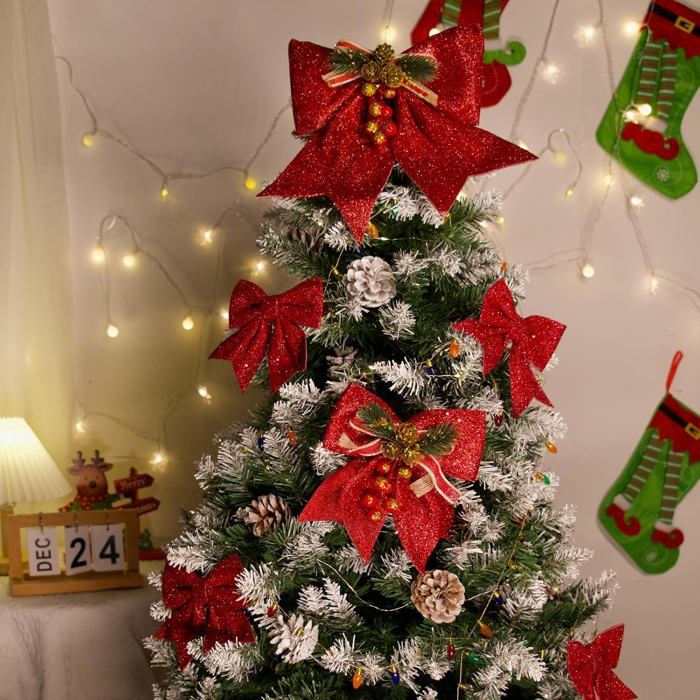 72 Nœuds De Ruban Mini Pour Sapin De Noël - Rouge, Or, Argent, 6 Cm, Décoration Festive Réutilisable - 12