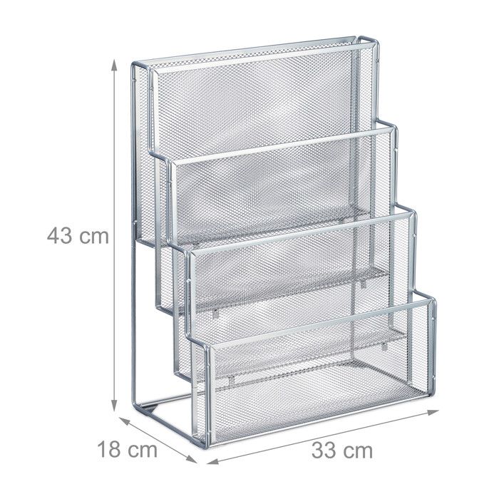 Porte-documents Métal 2 Compartiments Format A4 - Aspect Maille Noir - Dimensions 20,5x30x35,5 Cm - Pour Bureau, Maison - 7