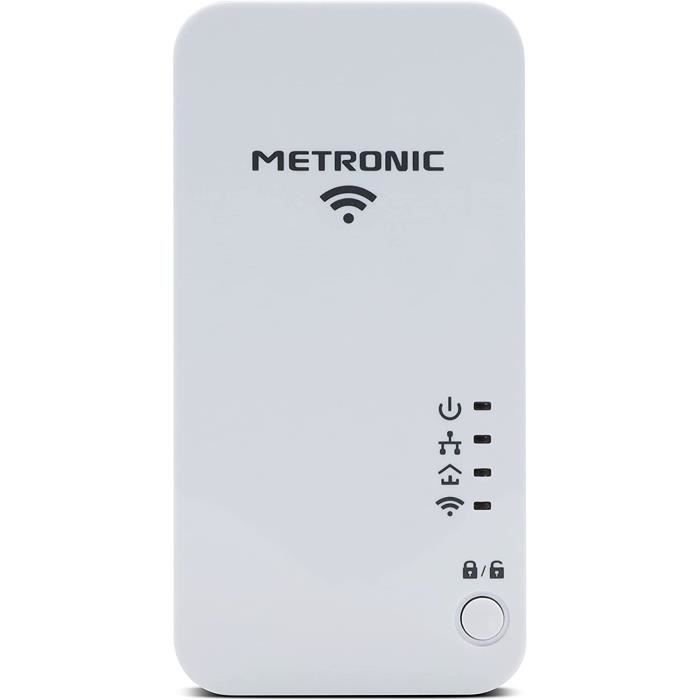 Prise CPL Duo Wi-FI 600 MB/s avec 2 Ports Fast Ethernet 100 MB/s (CPL  Wi-FI) et 1 Port Fast Ethernet 100 MB/s (CPL) et Prise gigogne - Metronic  495469
