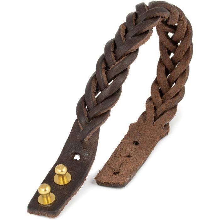 Bracelet Homme En Cuir Végétal Tressé - Taille Réglable - Fermeture Magnétique - Fabriqué En UE, Durable