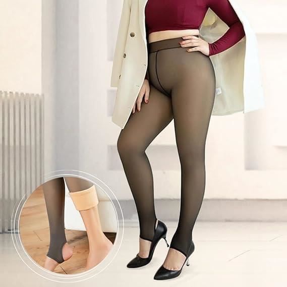 ZKGYUS 1 Pièce Collant Thermiques Femme Effet Transparent, Jambes Faux