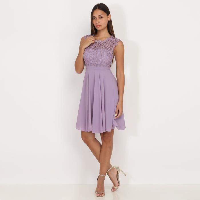 Robe de ceremonie parme avec dentelle Violet Cdiscount Pret a Porter