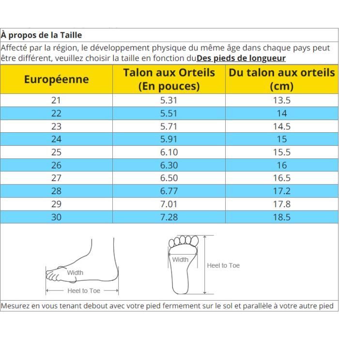 Taille chaussure 2025 enfant 6 ans