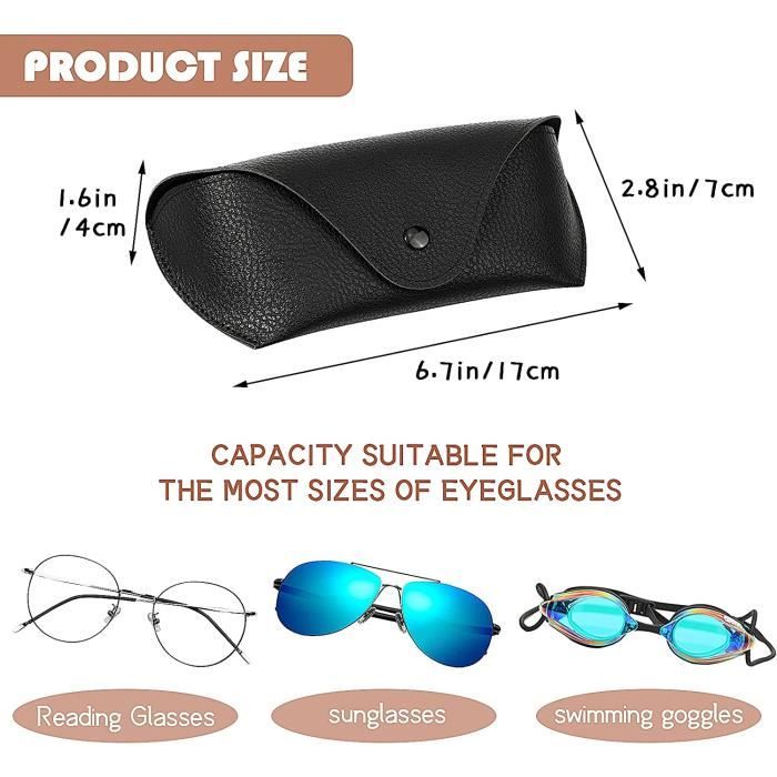 Étui Lunettes Cuir PU - Lot De 2 - Avec Clip - Protection Anti-Rayures - Pour Homme, Femme, Enfant