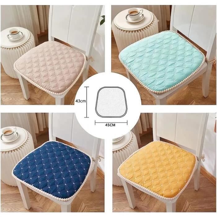 GYL-JL Lot De 2/4 Galette De Chaise Antidérapants Avec Attaches, Coussins De Chaise En Peluche Et Coussin De Siège Durable Avec Housse Lavable En Machine Pour Chaises De Cuisine De Bureau