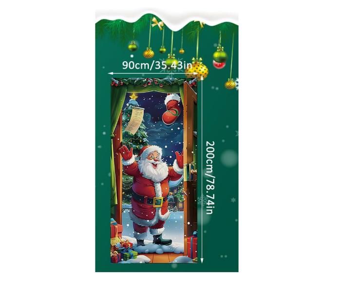 Bannière Porte Père Noël - Décoration De Noël 2D - Facile à Installer, Parfaite Pour Le Porche Ou L'intérieur - 7