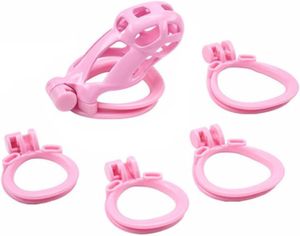 Cage De Chasteté Masculine HTV5 En Résine Rose - 5 Modèles Et 4 Anneaux Au Choix - Hypoallergénique - Neuf