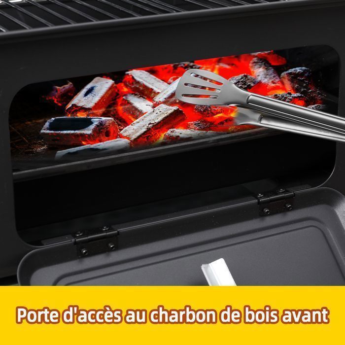 Barbecue Charbon De Bois Portable Sudoo Avec Couvercle, Thermomètre Et Roues - Grande Surface, Idéal Jardin, Camping - 6