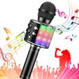 Microphone Karaoke Sans Fil, Karaoké Microphone Bluetooth Portable pour Enfants/Adultes Chanter (Noir)-0