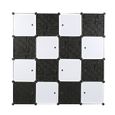 16 Cubes Armoire Portable DIY, Penderie avec Portes, 3Tige Suspendue, Construction Solide pour Vêtements, Noir et Blanc-0