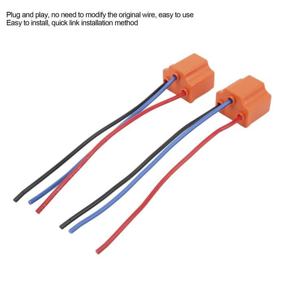 Lot De 2 Prises Phare H4 Pour Ampoules Voiture - Connecteur Femelle H4 HB2 9003 6-24V