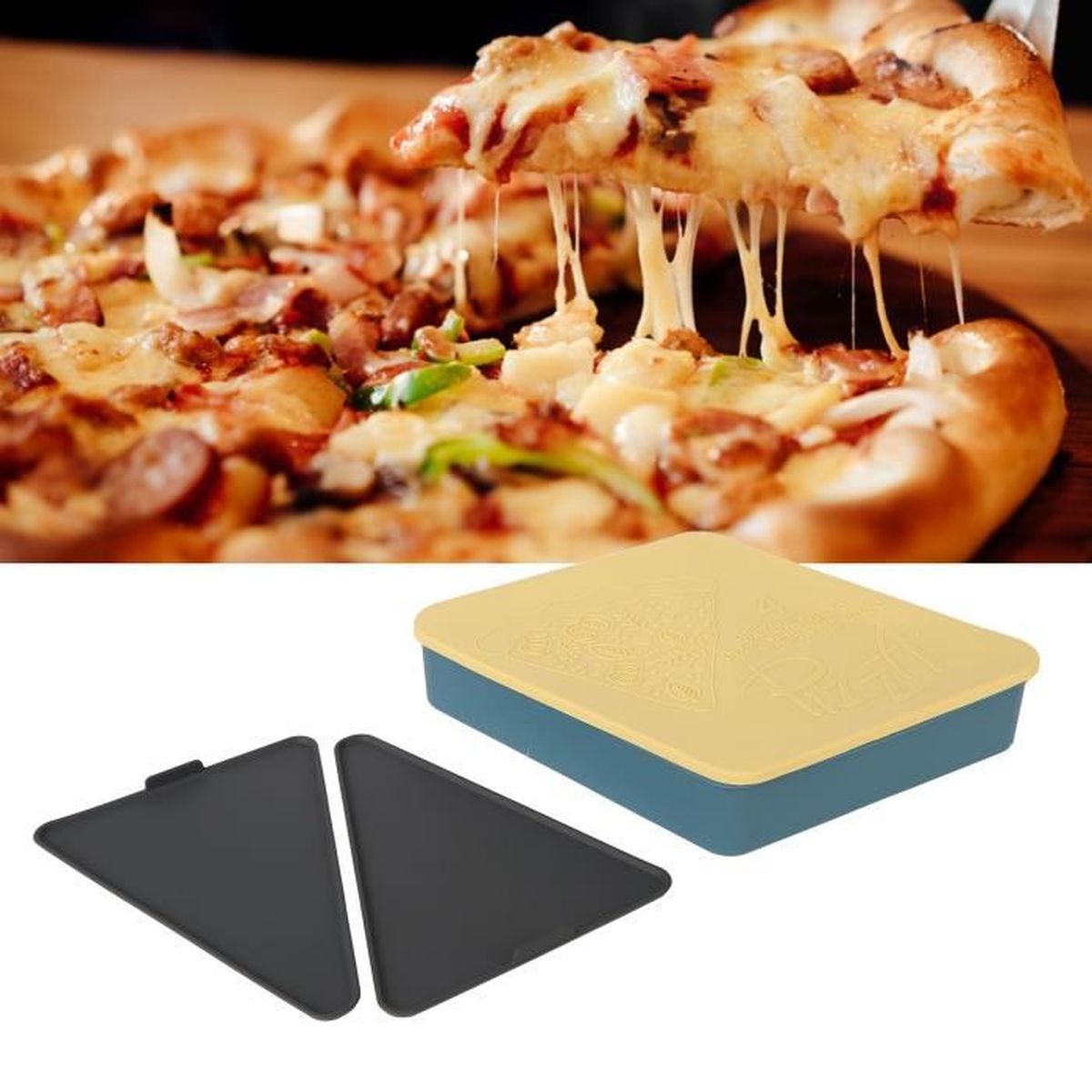 Moule à Pizza En Silicone 14 Pouces (34,5 Cm) – Antiadhésif, Trous Pour Cuisson, Roulable Avec Trou De Suspension, Résistant Au Four