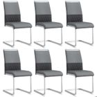 DRIPEX Lot de 6 Chaises de Salle à Manger Moderne en Lin - Chaises Rembourré - PU Similicuir - Chaises de Cuisine pour Salon Bureau - Gris