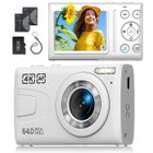 JEEMAK Appareil Photo Numérique Compact 4K 64MP 2.4" écran LCD Zoom 18X Appareil Photo Caméra pour enfant, adolescent - Blanc